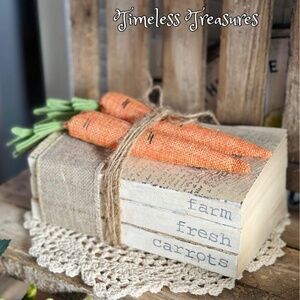 Farmhouse Carrots Hand Stamped Bookstack